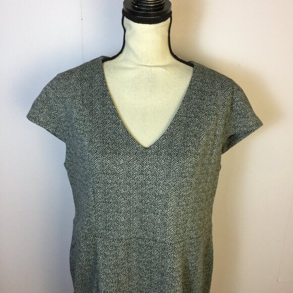 New! Spencer + Shaw Sheath Dress XL Black White Herringbone Knit Cap Sleeve - Picture 12 of 14